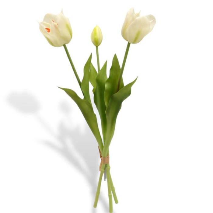 BUNDLE X 3 TULIPANI PARROT 46CM. BIANCO